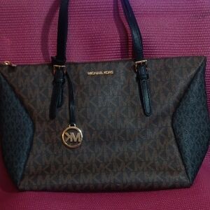 Michael Kors Black and Brown Tote Bag